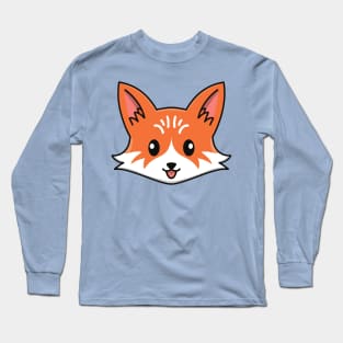 Kawaii Cute Face of a Fox Long Sleeve T-Shirt